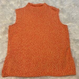 Talbots 100%cotton crew neck sleeveless orange knit sweater‎